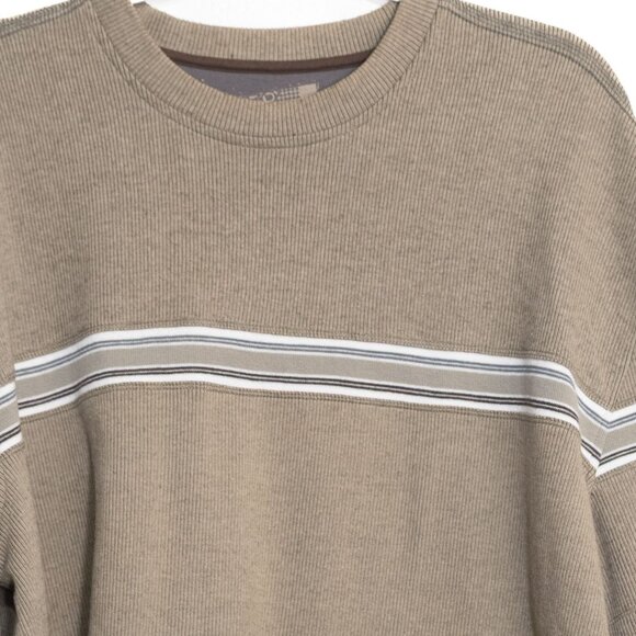 XG Size XL Vintage Inspired Mens Crewneck Sweater W/ Stripes Cotton Blend Ribbed - Picture 3 of 8